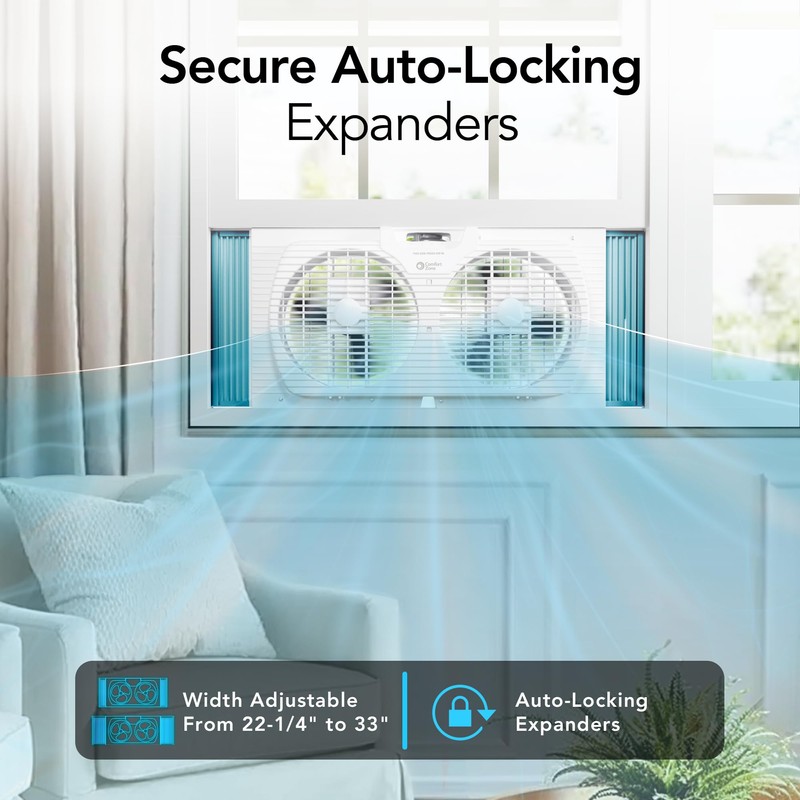 Comfort Zone Window Fan for Bedroom, 9 inch 3 Speed