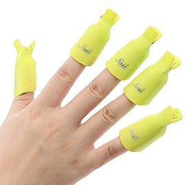 Pana® Reusable Keeper Acrylic Nail Art Soak Off UV Gel Polish Remover Cap Clips Manicure Tool (Available in: Silver, Teal, Purple, Green, White, Pink, Red, & Yellow) (2 Packs, Yellow)