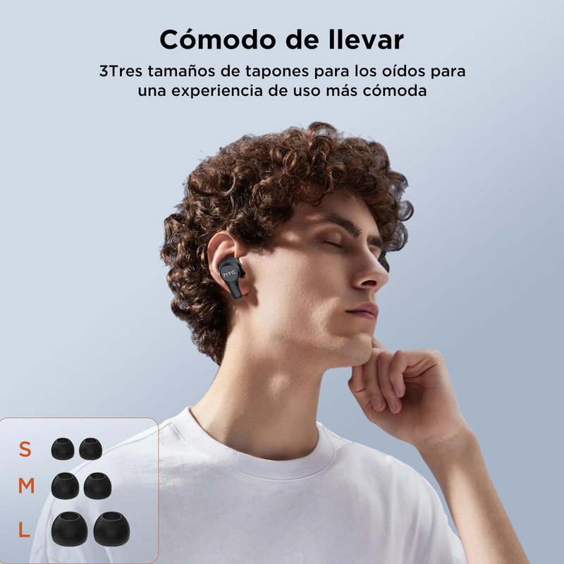 HTC Audífonos Inalámbricos Plus Bluetooth 5.3 con Cancelación Activa de