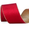 Ribbli Red Velvet Wired Ribbon 4 Inch Red Velvet with Gold Glitter Christmas Ribbon for Christmas Tree Decoration Big Bow Gift Wrapping Crafts Wreaths Supplies- 10 Yards