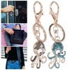 2PCS Cute Octopus Crystal Rhinestones Keychain Animal Keyring Car &