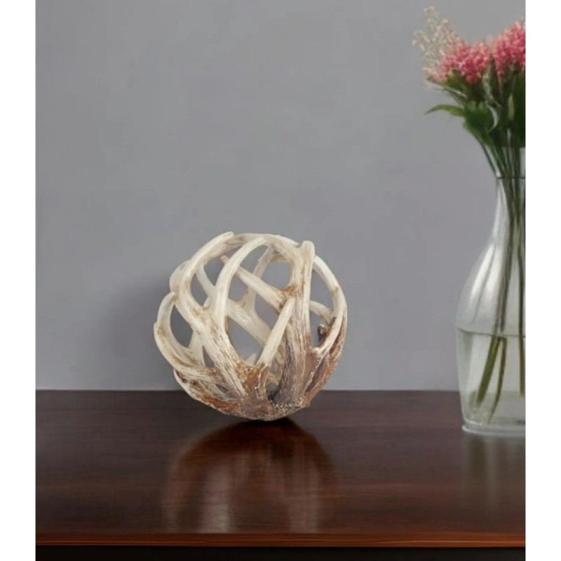 Homeroots White Resin Antler Shaped Sculpture