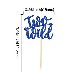 24 piezas de decoración para magdalenas salvajes con brillantina azul profundo para bebé niña niño segundo cumpleaños cupcakes decoraciones para celebrar niños segundo cumpleaños aniversario boho fiesta temática suministros