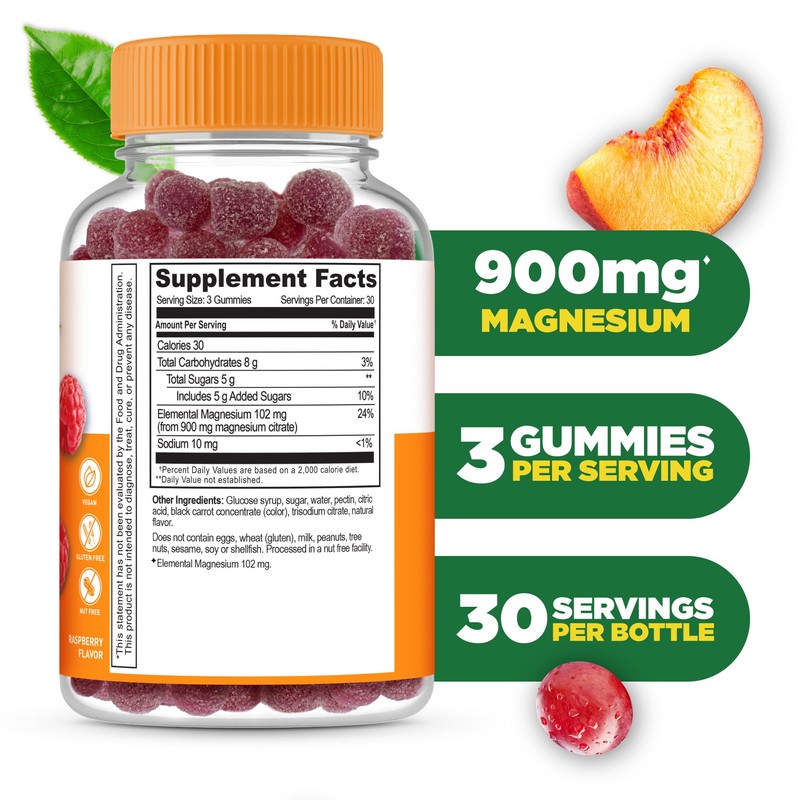 Lifeable Magnesium Gummies for Adults | 900mg Magnesium Citrate Gummies