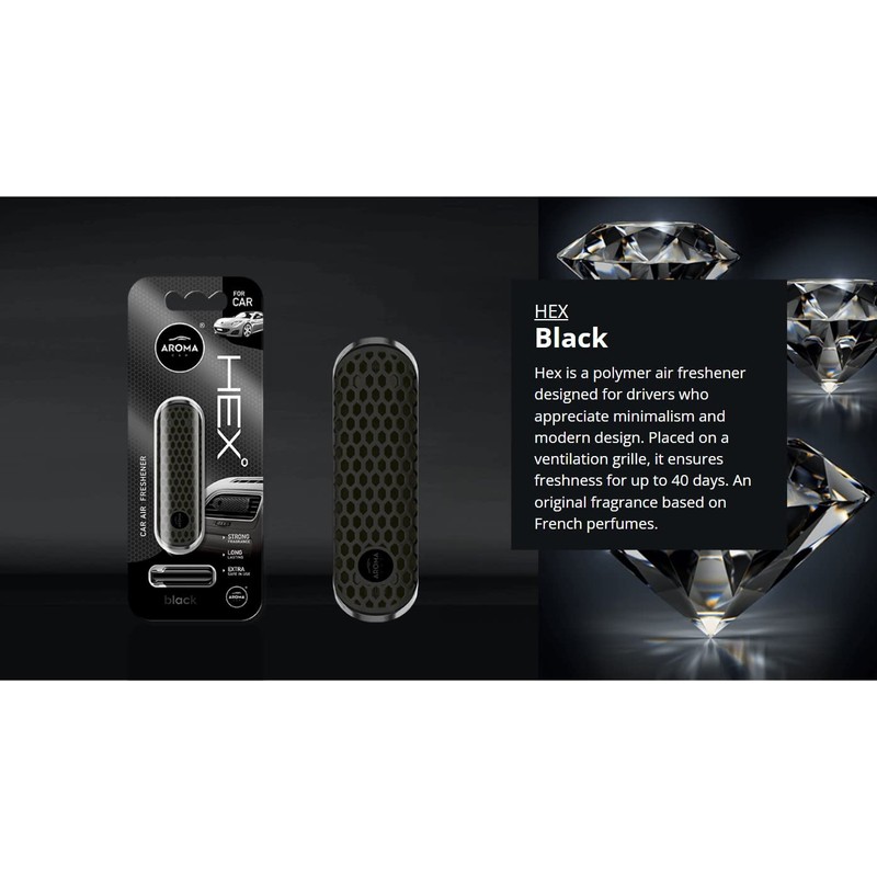 Aroma Car Polymer Hex (Vent Clips) (Black, 1)