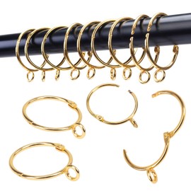 Openable Curtain Rings with Eyelet,24PCS Curtain Rings,Drapes Rings 32mm Interior Diameter Gold TXZWJZ