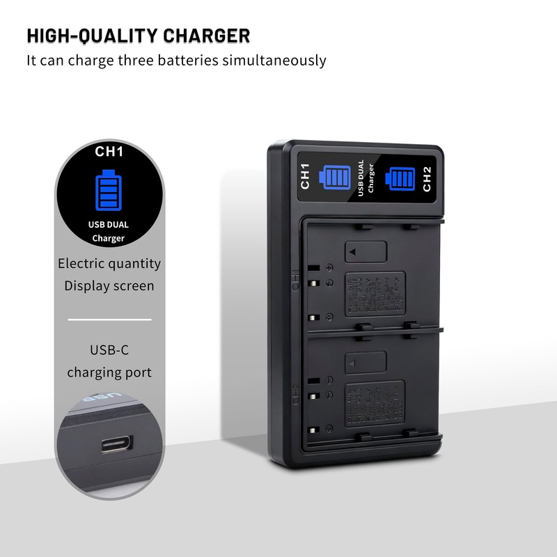 2-Pack EN-EL3e Battery with Dual Charger for Nikon D50 D70