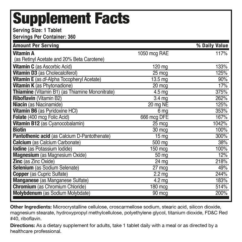 Bronson ONE Daily Women’s 50+ Complete Multivitamin Multimineral, 360 Tablets