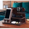 SAISAC Wooden Cell Phone Charging Docking Station Stand Organizer Compact