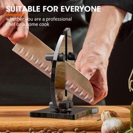 Grihot VN3 Professional Knife Sharpener | 3-Action Streamlined Sailboat Design for Effortless Knife Sharpening - The Ultimate Tool for Precision 11 to 21 Degree Angles (Obsidian Color)