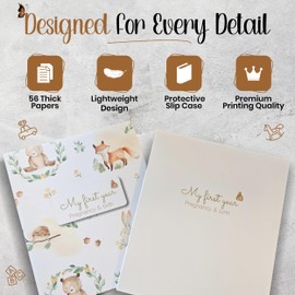 LES IMPRESSIONS BOURG-ROYAL Baby First Year Memory Book - Simple Hardcover Keepsake Milestone Book For Boys Or Girls - Record Every Event from Birth Age - Gender Neutral Pregnancy Gift for Baby Shower