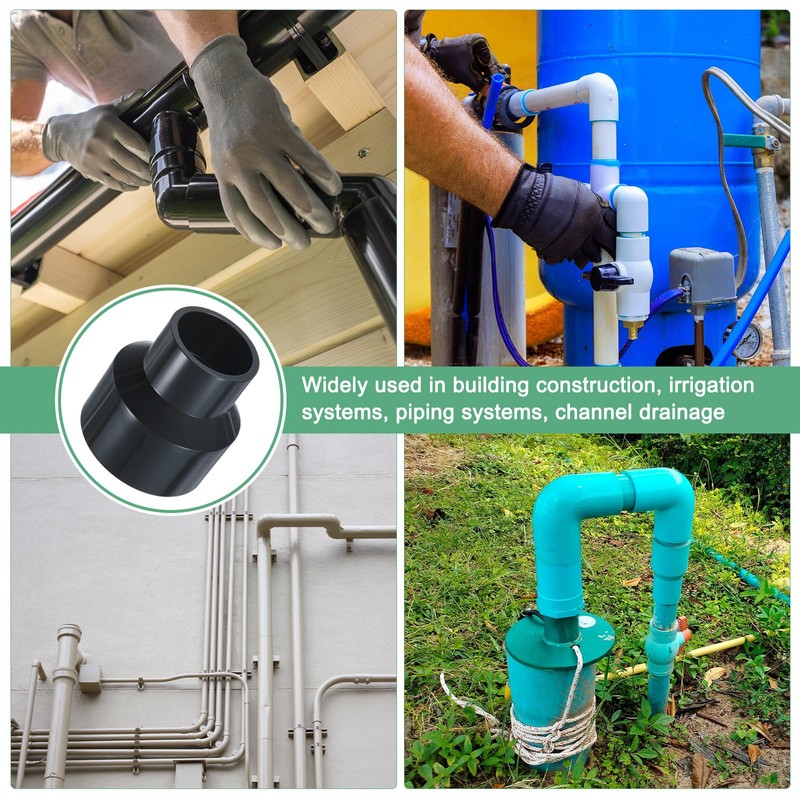 M METERXITY 2-Pack UPVC Reducer Pipe Fitting, DN65x40 Reducing Coupling