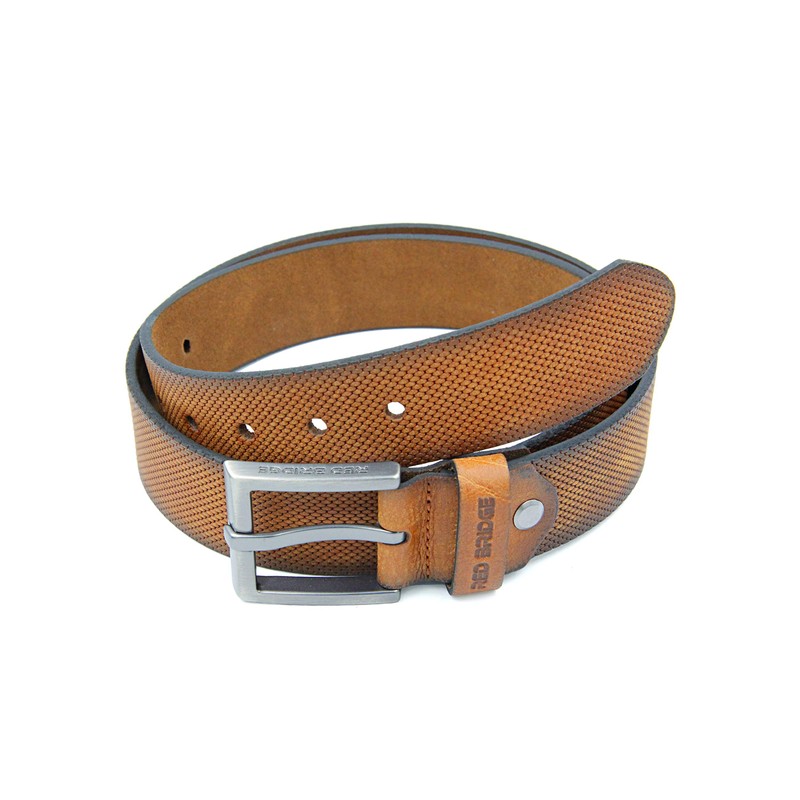 Red Bridge Men's Genuine Leather Belt Scratched Honeycomb, brown
