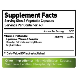 Nurture Alley Liposomal Vitamin C 2100mg- 180 Capsules High Absorption Ascorbic