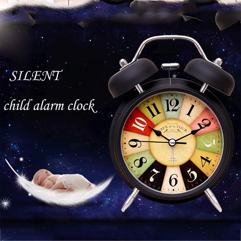 SWHONG Old Alarm Clock Fashioned Bedside Quartz Alarm Clock with