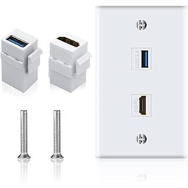 2Port 4K HDMI Wall Plate Outlet Cover with 6 Inch Female to Female High Speed HDMI Pigtail Cable for Video Game Systems,TV Boxes(