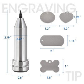 Engraving Tip/Tool/Etching Tool, Compatible with Cricut Maker, Explore 3, Explore, Explore Air, Explore Air 2 and Explore One, with 16 Pieces of Modern Classic Silver Blank Tags& Labels