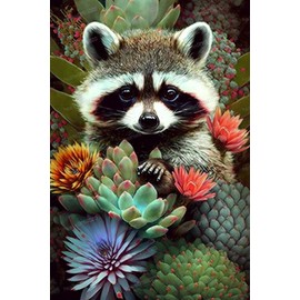 RMSGOZO Succulent & Cute Raccoon 500 Pieces Puzzles - Educational Games Home Decor Animal Puzzle, Each Piece is Unique, Best Gifts for Family