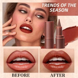 2-in-1 lipstick & Liner,2-in-1 Gradient Lip Liner & lipstick Lip,Matte Lip Liner and lipstick,Matte Lipstick Lip Liner Pencil,Creamy Lip Liner,High Pigmented Natural Lip Makeup,Sha/pe & Colour Lips#01