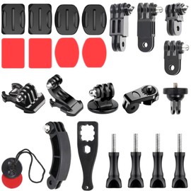 Universal Action Camera Accessories Kit: Curved/Flat Mount, Quick Release Buckle, J-Hook Buckle, 3-Way Pivot Arms, Tripod Adapter, Curved Extension Arm and etc, Action Camera Basic Adapter Kit