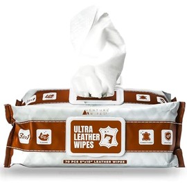Venture Wipes | Toallitas limpiadoras de piel, 70 unidades, limpian, acondicionan y protegen muebles, ropa, interior de automóvil, zapatos, botas, bolsas, tamaño extragrande de 8 x 10 pulgadas, 70