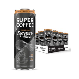 SUPER COFFEE Espresso, Iced Keto Coffee (0g Added Sugar, 10 Calories) [Triple Shot Black] 11 Fl Oz, 12 Pack | Cold Brew, Smart Coffee Drinks - SoyFree GlutenFree