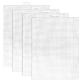 Byttlerom 4 PCS 14 Count Plastic Mesh Canvas Sheets for Embroidery, White Plastic Needlepoint Canvas (8 X 11 Inches)