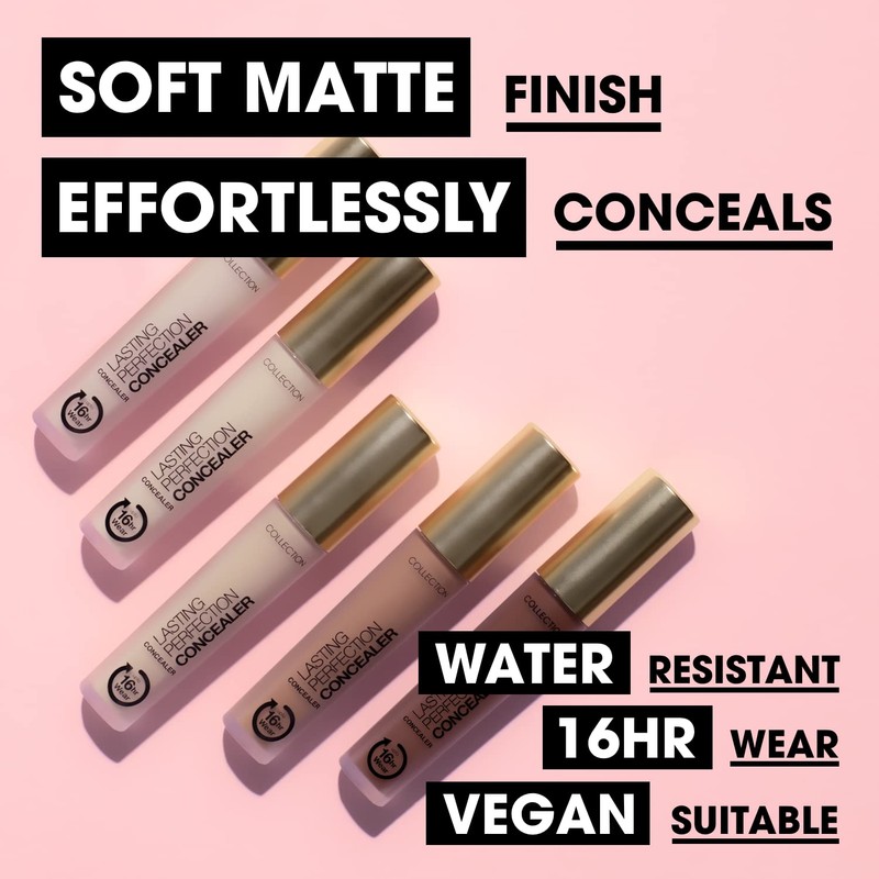 Collection Cosmetics Lasting Perfection Concealer, 16-Hour Wear, Long-Lasting Concealer, Toffee