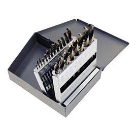 Cle-line C21161 Style 1876 135° High Speed Steel Heavy-Duty Mechanics Length Drill Set, Black and Gold Finish, 1/16" - 3/8" Finish, 21 Pieces