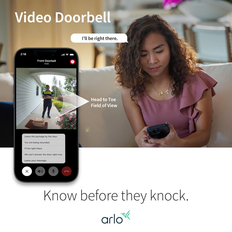 Arlo Video Doorbell 2K (2nd Gen, Latest Release), Wireless or