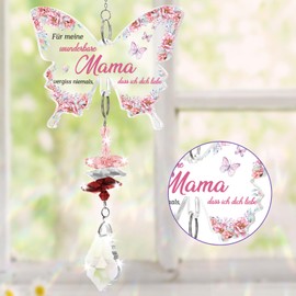 PRSTENLY Mum Gift from Daughter Son, Birthday Gift for Mum, Butterfly Crystal Suncatcher for Mum for Mother's Day Birthday Christmas Valentine's Day Easter