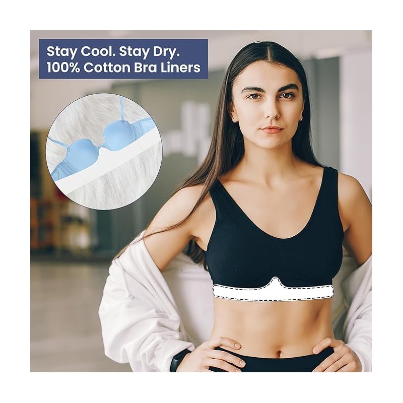 Gadget Planet Cotton Under Bra Liners (WHITE)- Cool Support, Comfort,