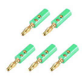 sourcing map 4mm Banana plugs Speaker Wire Cable Screw Plugs Connectors Green 5pcs Jack Connector