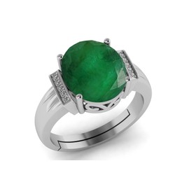 LMDPRAJAPATIS Certified Emerald Panna 925 Sterling Silver Wedding Ring Lab Certificate