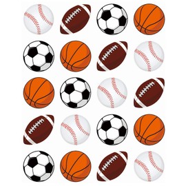 Zonon 500 Pieces Sports Balls Stickers Basketball Football Baseball Soccer Mixed Foam Sports Stickers for Scrapbooking Sunday Game Day Supplies Ball Themed Party Decorations for Birthday Party