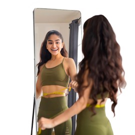 Hamilton Hills Floor Length Mirror - 18 x 58 Stand Up Mirror Full Length Body Coverage - Rounded Corner Full Size Free Standing Mirror - Wall Leaning or Mounted for for Bedroom, Living Room, Bathroom