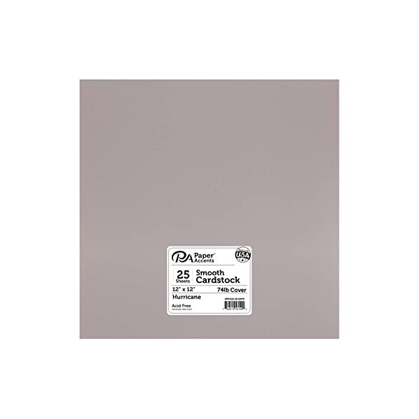 PA Paper Accents Smooth Cardstock 12" x 12" Hurricane, 74lb