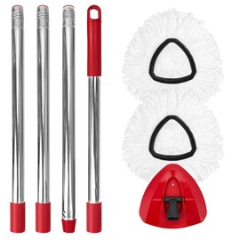 Puiuisoul Mop Replace Head, Base and Handle Replacement Set for OCeda EasyWring 1-Tank System, Includes 2 Microfiber Mop Head, 1 Mop Head Base and 1 Mop Handle