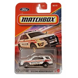 Matchbox Ford Interceptor Utility Diecast Car, 1:64 Scale, White, 2016 Model