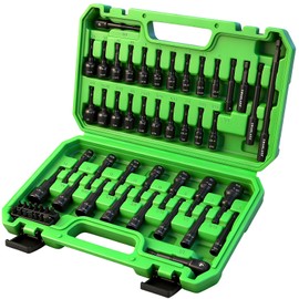55-Piece Magnetic Nut Driver Set, Metric & SAE 1/4" Hex Shank, Impact Socket Adapters, Snappy Driver Bits, Drill Bit Extension, 14PCS Screwdriver Bit Set