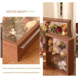 Wooden Dried Flower Photo Frame Dried Flower Display Stand 8 "x10 Shadow Box Display Area with Hangable and Standable for Showcase Photos Wedding Dried Flowers(Brown )