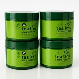 4 X Tea Tree Face Cleansing Pads - 60 Count (240 in Total) - Deep Cleanse, Refresh & Revitalize Your Skin - Ideal for Acne-Prone Skin.