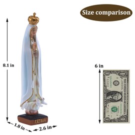 QIANLING 8" H Our Lady of Fatima Figurines, Religious Gifts, Our Lady of Fatima, Statue, Catholic Virgen De Fatima Figurines, Suitable for Altar Decoration, Collection or Religious Decoration
