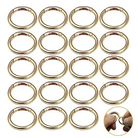 Pack of 20 Round Carabiner 33 mm Gold Round Zinc Alloy Snap Hook Connector Carabiner Rings, Snap Jump Rings Carabiner, for Crafts and Bag Accessories, Key Ring Buckle