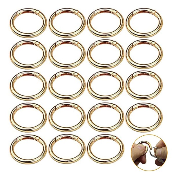 Pack of 20 Round Carabiner 33 mm Gold Round Zinc