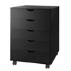 DEVAISE 5-Drawer Chest, Wood Storage Dresser Cabinet with Wheels, Black