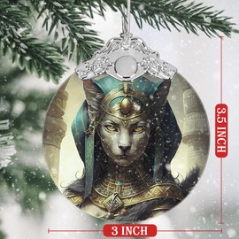 Christmas 2024 Ornament, Christmas Decoration, Stained Glass Christmas Tree Ornaments, Christmas Ornaments Clearance, 2024 Gift Ornament, Xmas Gift for Friend Family Coworker - Egyptian Goddess Bastet
