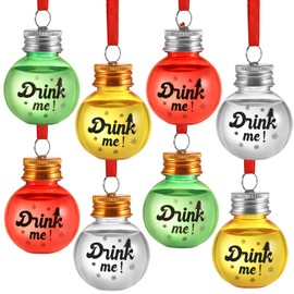 8 Pieces Christmas Fillable Booze Balls Tree Ornaments 4 Colors Small Clear Christmas Balls Plastic Fillable Ornaments Hanging Holiday Booze Ornament Balls for Wedding Party Christmas Decoration