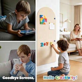 Calcomanía magnética de pared de 40 x 18 pulgadas para niños, pizarrón magnética autoadhesiva mejorada para pared, dibujo de pared con imán para apren
