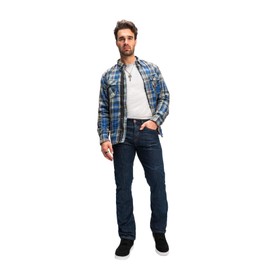 AGVSPORT Motorcycle 8000 Jean Mens CE Armor Mil-Spec Protection Relaxed Fit Contains 40% Dupont Kevlar, Dark Blue - 34x30